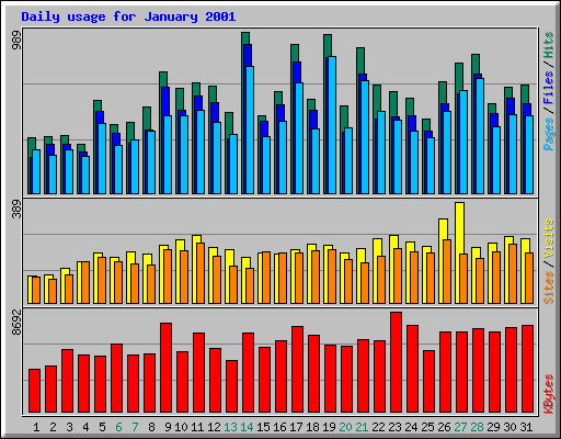 Daily usage for January 2001