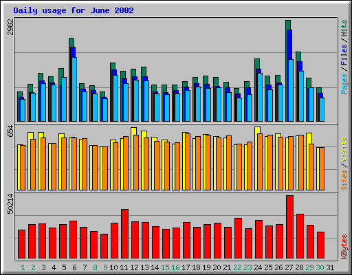 Daily usage for June 2002