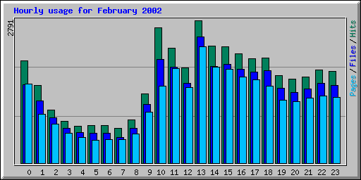 Hourly usage for February 2002