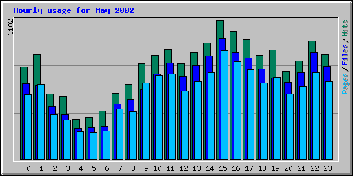 Hourly usage for May 2002