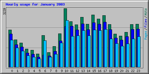 Hourly usage for January 2003