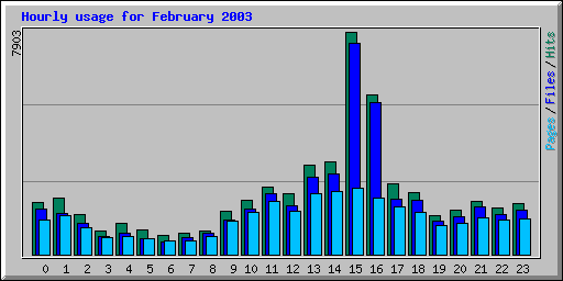 Hourly usage for February 2003