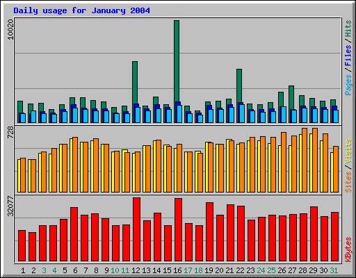 Daily usage for January 2004