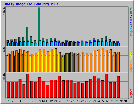 Daily usage for February 2004