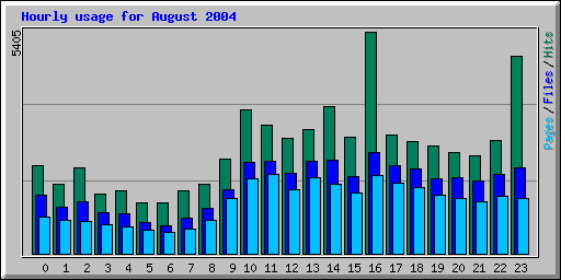 Hourly usage for August 2004