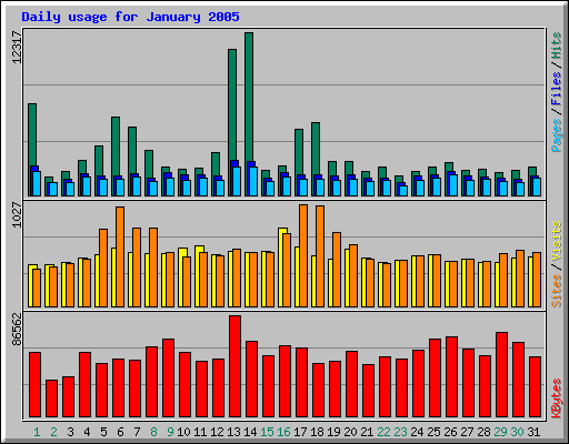 Daily usage for January 2005