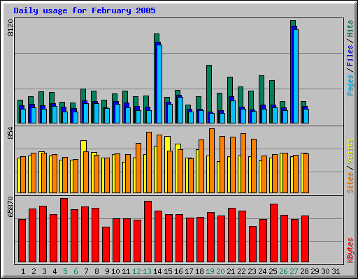 Daily usage for February 2005