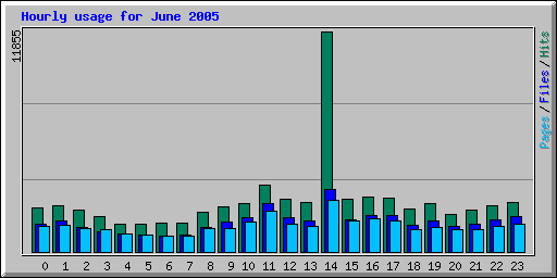 Hourly usage for June 2005