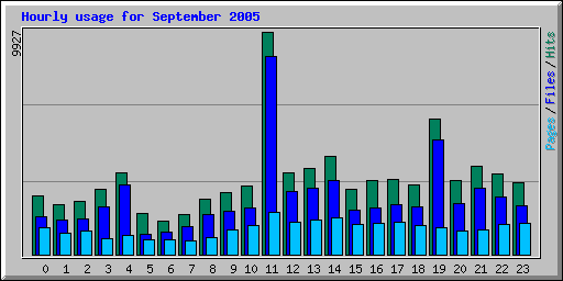 Hourly usage for September 2005