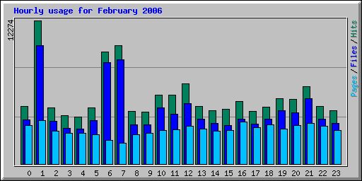 Hourly usage for February 2006