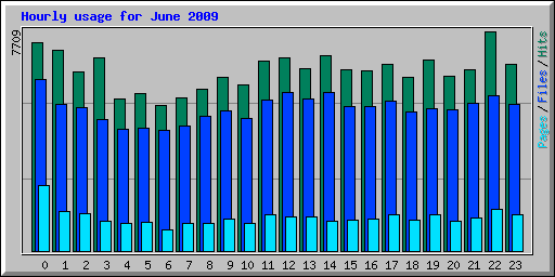 Hourly usage for June 2009