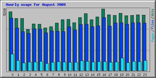 Hourly usage for August 2009