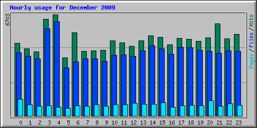 Hourly usage for December 2009