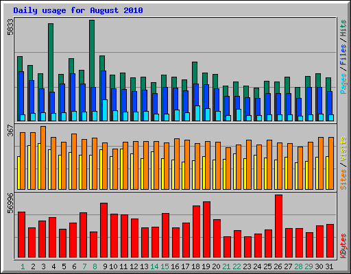 Daily usage for August 2010