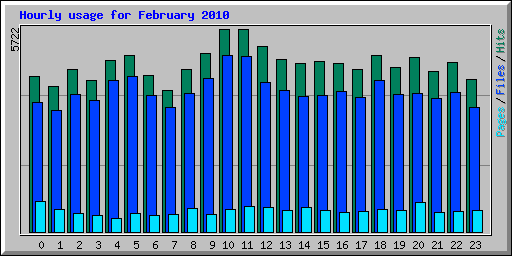 Hourly usage for February 2010