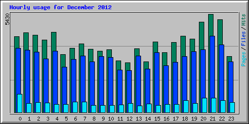 Hourly usage for December 2012