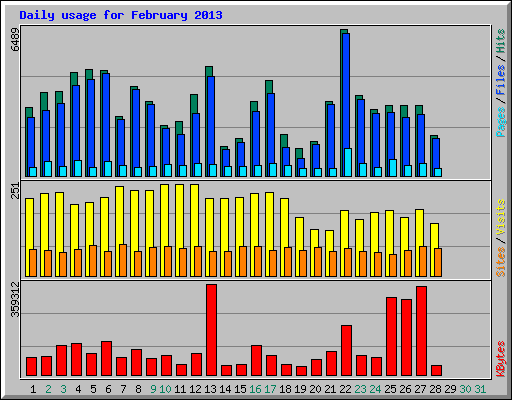 Daily usage for February 2013