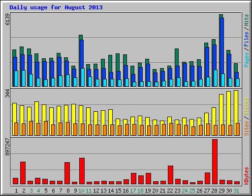 Daily usage for August 2013