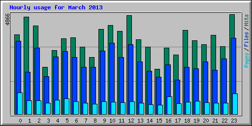 Hourly usage for March 2013