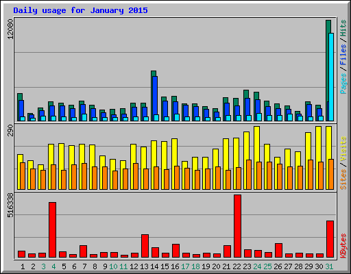 Daily usage for January 2015