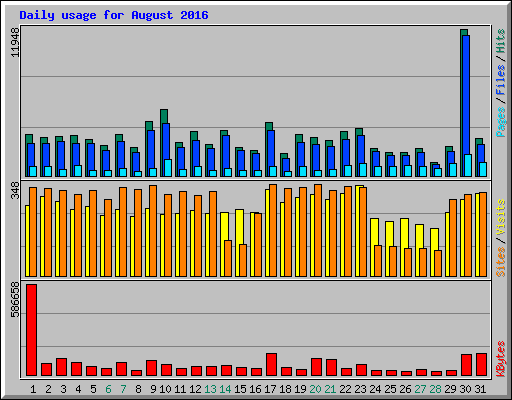 Daily usage for August 2016