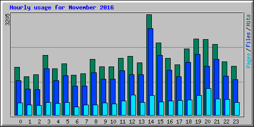 Hourly usage for November 2016