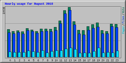 Hourly usage for August 2018