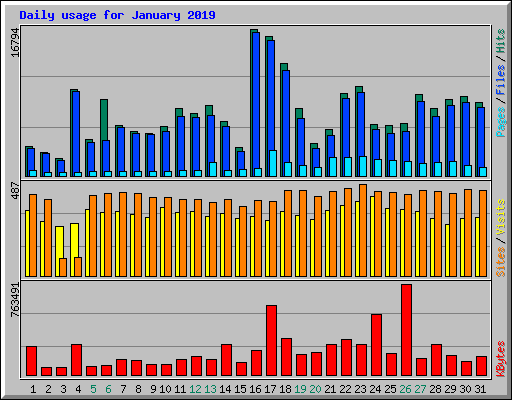 Daily usage for January 2019