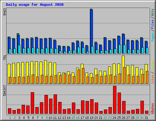 Daily usage for August 2020