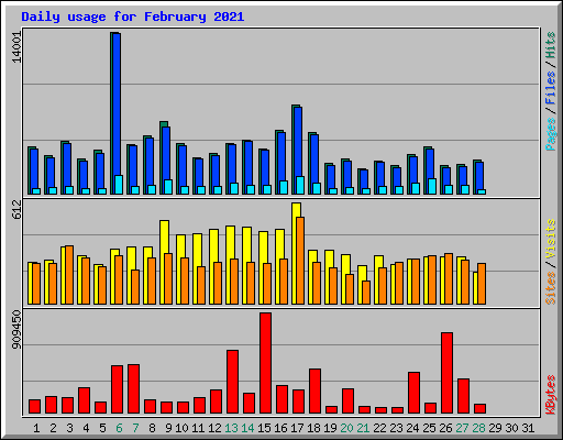 Daily usage for February 2021