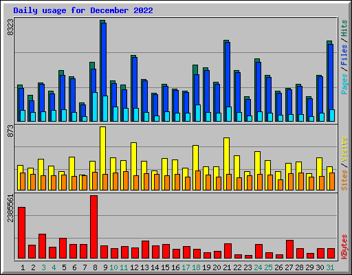 Daily usage for December 2022