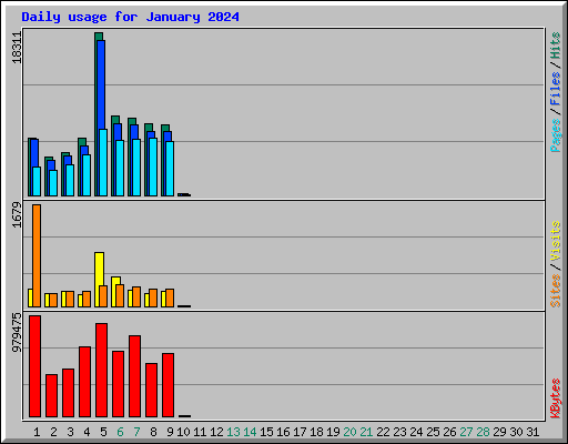 Daily usage for January 2024